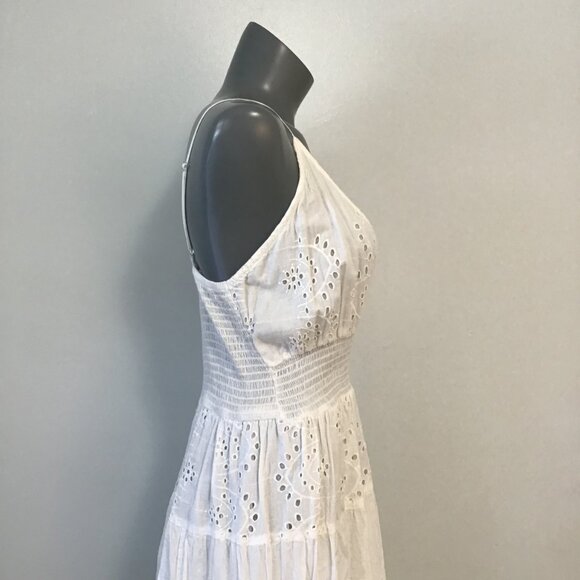 Rebellion Again White Cotton V-Neck Eyelet Lace Dress Size L - Picture 4 of 14